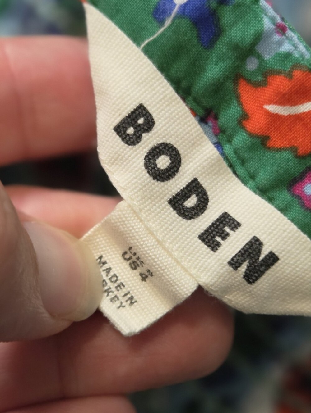 Boden Helena Cotton Multicolor Floral-Print Smocked Button-Front Blouse - Picture 4 of 7